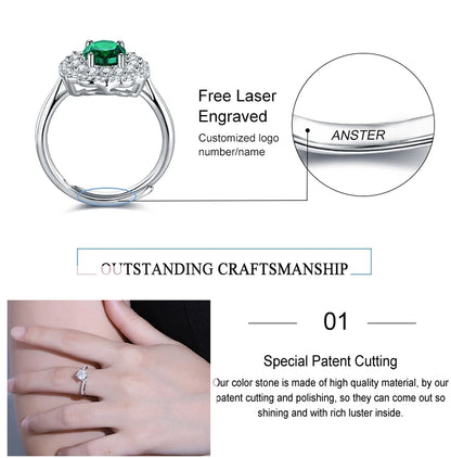 1ct Moissanite Stone Classic Design White Gold Plated Jewelry 925 Silver Engagement Ring for Gift