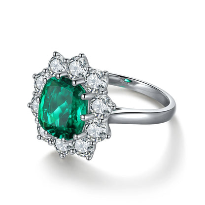Fine Jewelry Ring Cushion Cut Lab Grown Colombian Emerald Stone 925 Sterling Silver Ring for Women