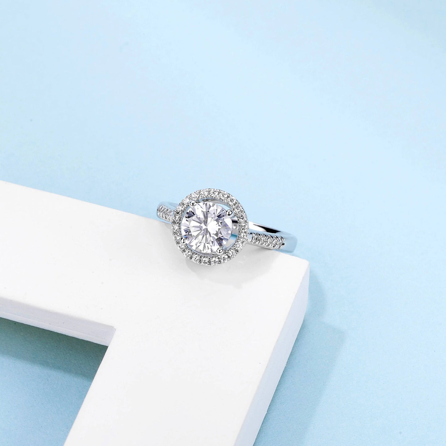 925 Sterling Silver Engagement Wedding Ring Luxury Round Cut 1CT Moissanite Promise Band for Women Jewelry