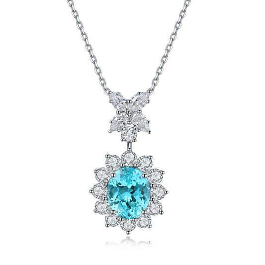 New Design Christmas Gift Lab Grown Paraiba Necklace 925 Sterling Silver Gold Plated Jewelry for Women Jewelry