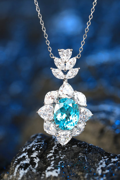 New Design Quality 925 Silver 3CT Lab grown Paraiba Customization Fashion Necklace