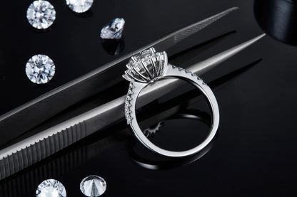 Fashion Jewelry Certificate 1Ct Moissanite Diamond Real 925 Sterling Silver Rings for Lady Women Wedding Engagement