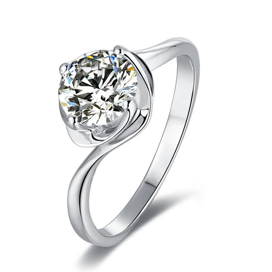 1.0ct Flower Moissanite Engagement Rings Round Solitaire Lab Diamond Ring 925 Sterling Silver Wedding Promise Rings