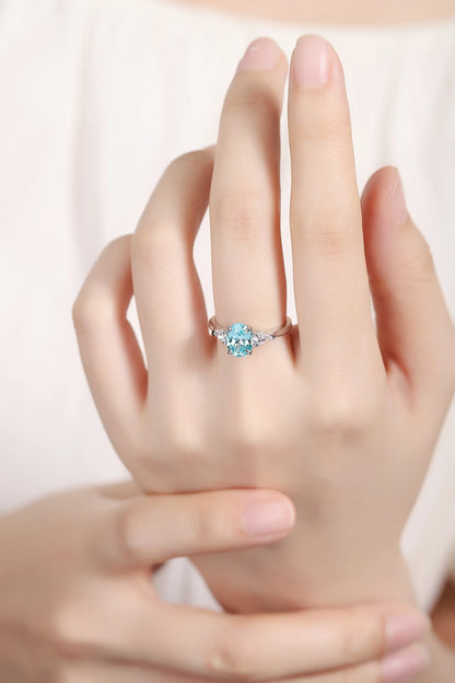 High Quality 2CT Lab Grown Paraiba Ring 925 Sterling for Women Girls Jewelry Fine Jewelry