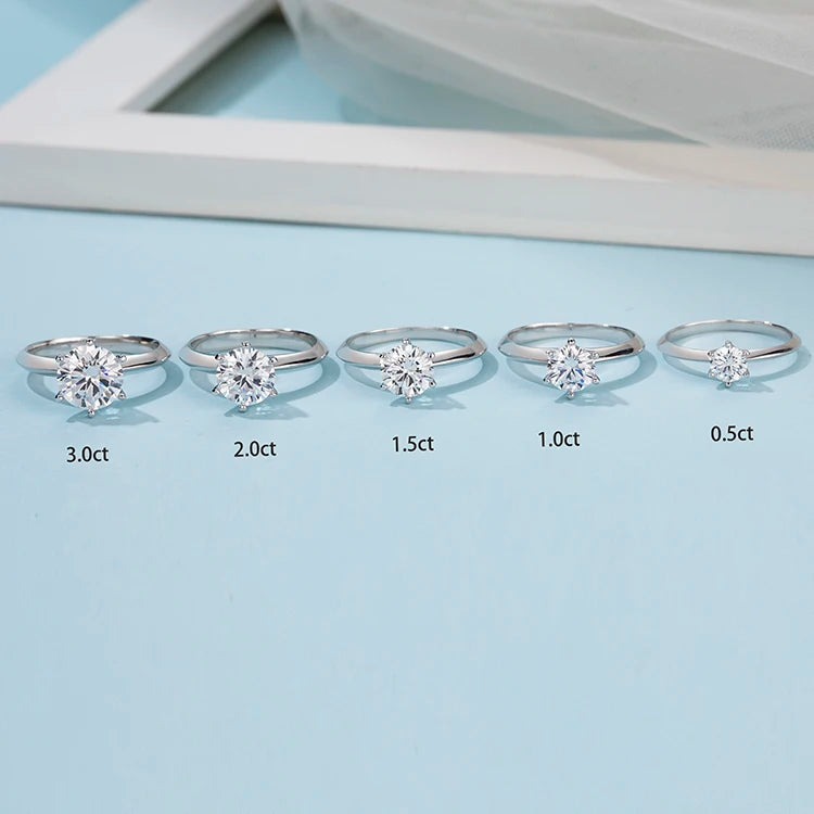 Fine Jewelry Sterling Silver 925 Moissanite Women Rings VVS With 1.0ct Moissanite Diamond