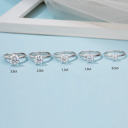 Fine Jewelry Sterling Silver 925 Moissanite Women Rings VVS With 1.0ct Moissanite Diamond