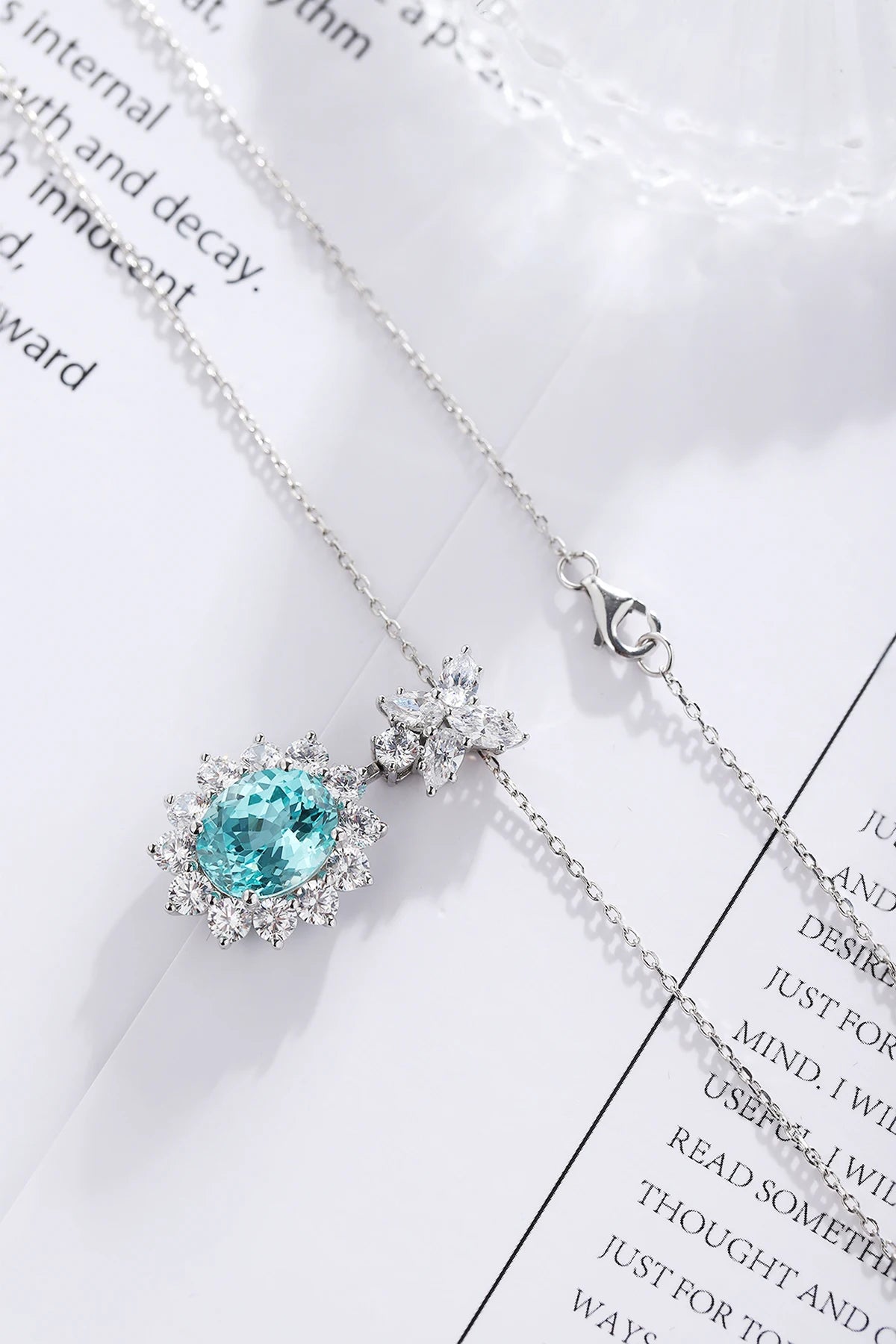 New Design Christmas Gift Lab Grown Paraiba Necklace 925 Sterling Silver Gold Plated Jewelry for Women Jewelry