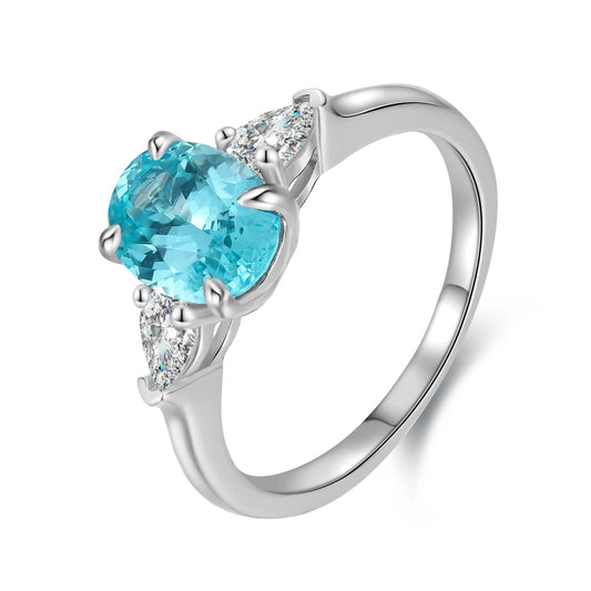 High Quality 2CT Lab Grown Paraiba Ring 925 Sterling for Women Girls Jewelry Fine Jewelry