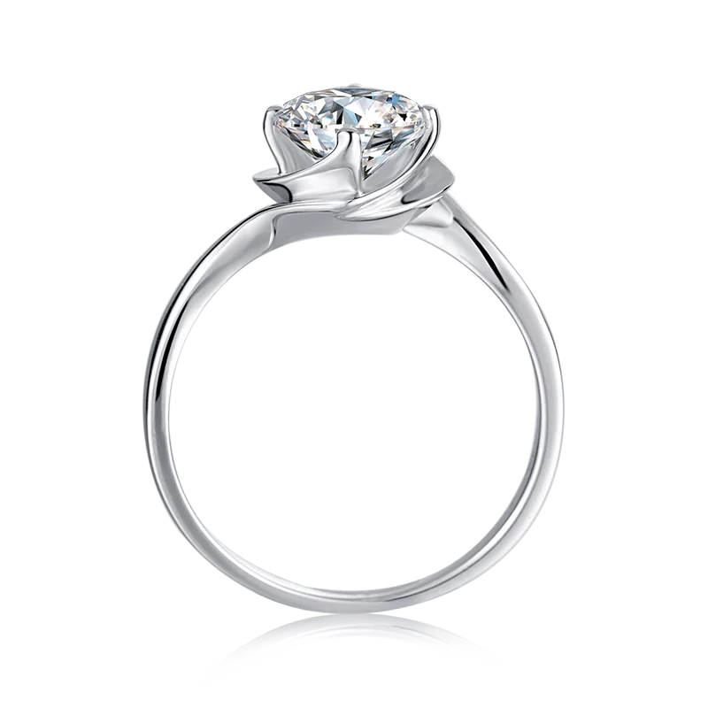 1.0ct Flower Moissanite Engagement Rings Round Solitaire Lab Diamond Ring 925 Sterling Silver Wedding Promise Rings