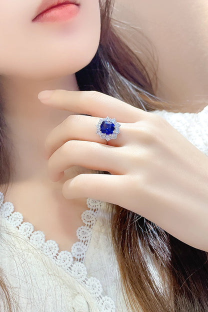 Fine Jewelry Diamond Band 925 Sterling Silver Lab Grown Sapphire Ring Round Cut Lab Sapphire Weeding Ring