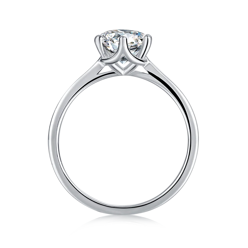 925 Lab Created Diamond Solitaire Engagement Rings 5 Prong Round Moissanite Side Stone Ring for Women