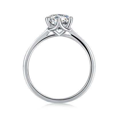 925 Lab Created Diamond Solitaire Engagement Rings 5 Prong Round Moissanite Side Stone Ring for Women