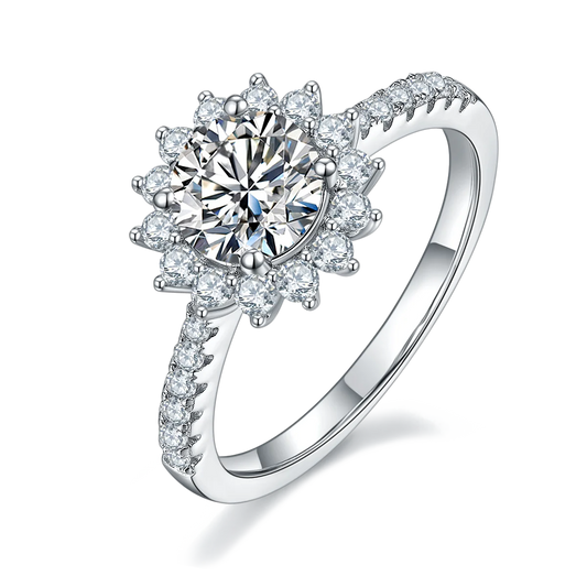 Fashion Jewelry Certificate 1Ct Moissanite Diamond Real 925 Sterling Silver Rings for Lady Women Wedding Engagement