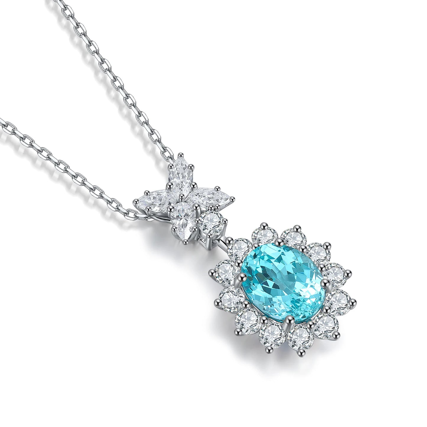 New Design Christmas Gift Lab Grown Paraiba Necklace 925 Sterling Silver Gold Plated Jewelry for Women Jewelry
