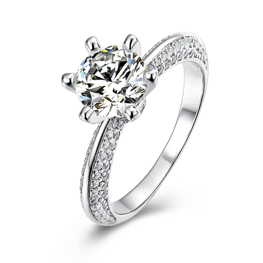 Moissanite Diamond Ring 925 Silver Engagement Ring Classic Round Women's Wedding Gift Size 1.0 Carat