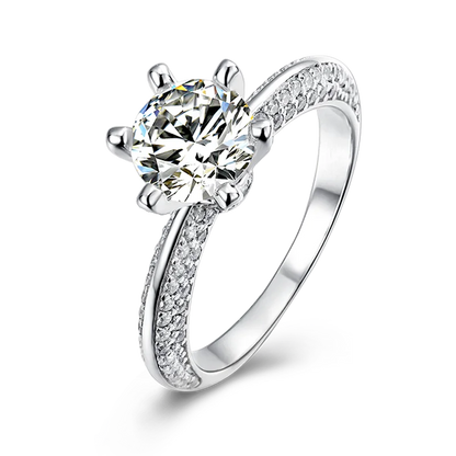 Moissanite Diamond Ring 925 Silver Engagement Ring Classic Round Women's Wedding Gift Size 1.0 Carat