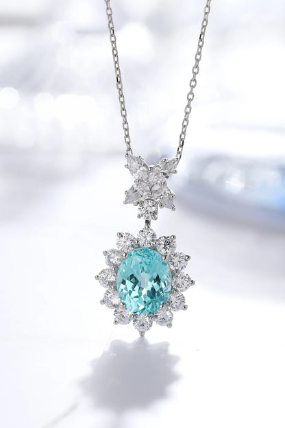New Design Christmas Gift Lab Grown Paraiba Necklace 925 Sterling Silver Gold Plated Jewelry for Women Jewelry