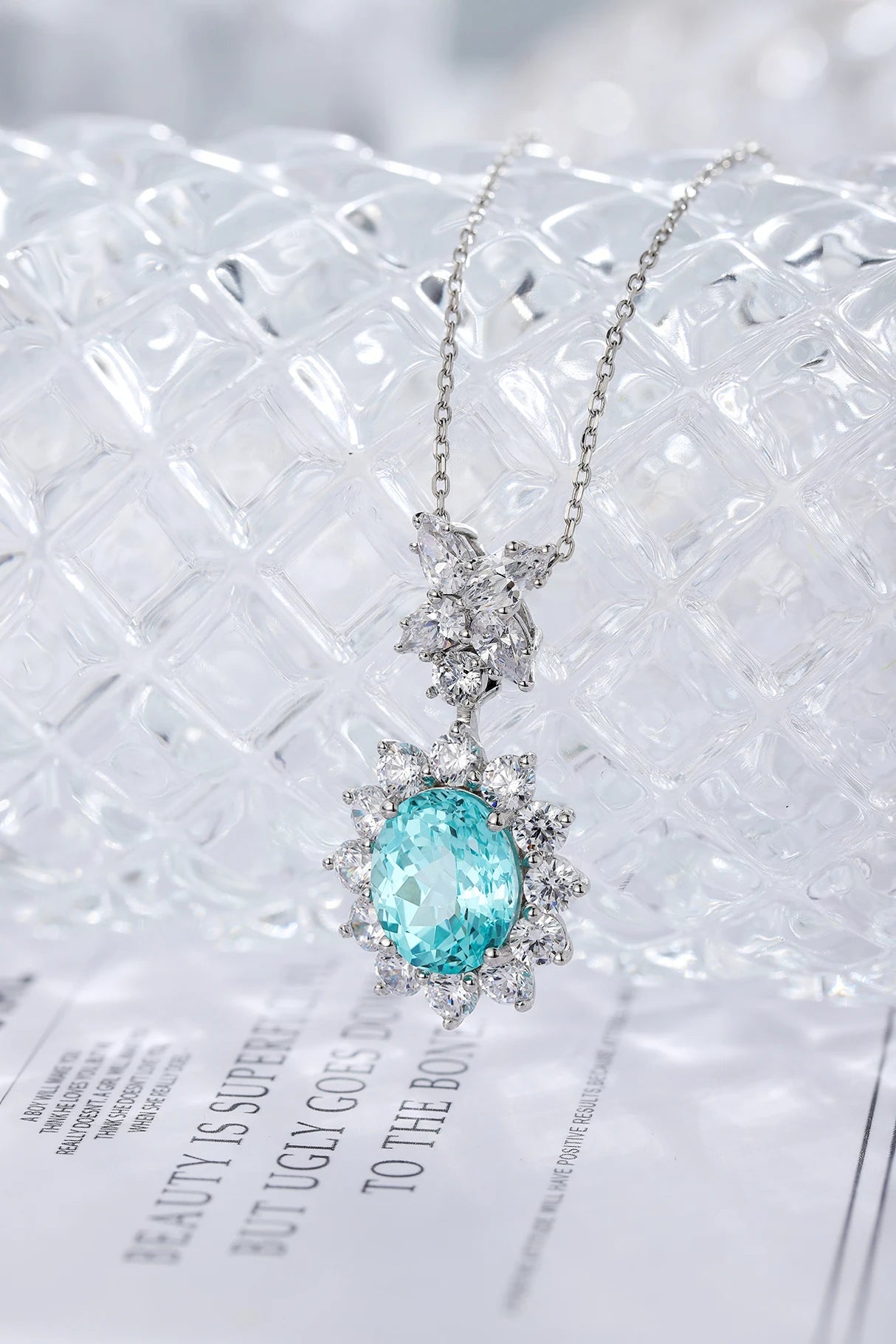 New Design Christmas Gift Lab Grown Paraiba Necklace 925 Sterling Silver Gold Plated Jewelry for Women Jewelry