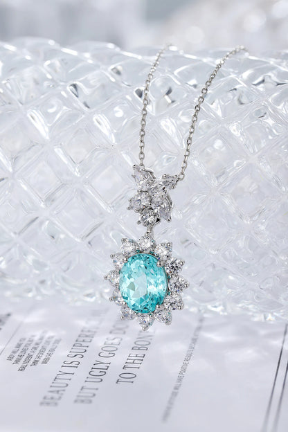 New Design Christmas Gift Lab Grown Paraiba Necklace 925 Sterling Silver Gold Plated Jewelry for Women Jewelry