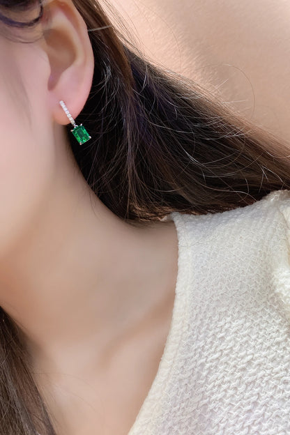 Fine Jewelry Elegant Muzu Color Lab Created Emerald Wedding Earrings With 5A Zircon Earring for Women