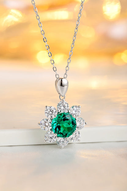 Oval Lab Grown Emerald with halo Design Pendant Necklace Jewelry Gifts for Women Birthday Mother's Day Gift