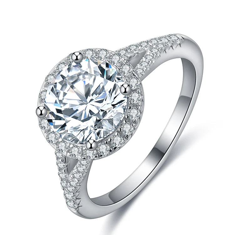 Fashion 2.0ct  Ideal Round Cut Womens Moissanite Band Ring With Certificate of Authenticity