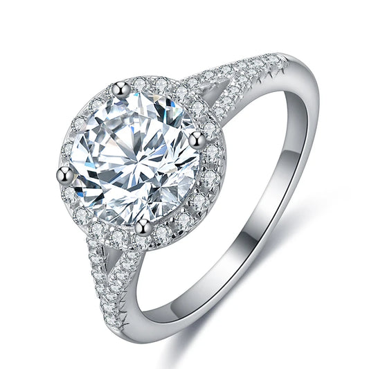 Fashion 2.0ct  Ideal Round Cut Womens Moissanite Band Ring With Certificate of Authenticity