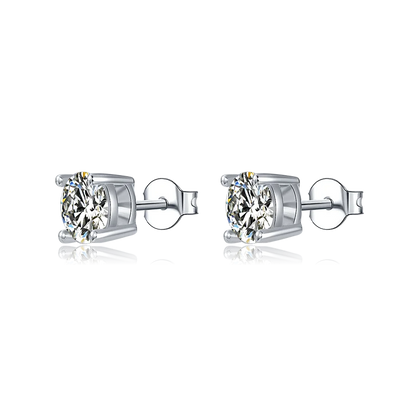 Fine Jewelry 1ct 0.5ct Round Cut Moissanite Diamond White 925 Sterling Silver Women Moissanite Stud Earrings