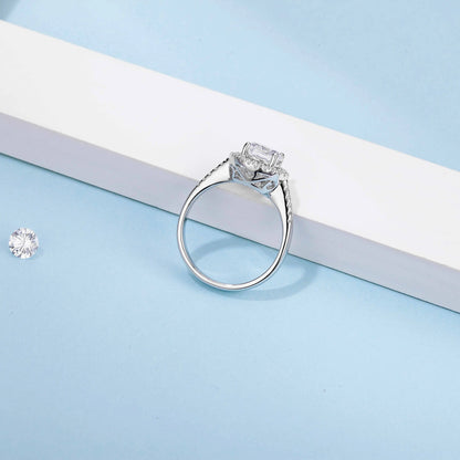 925 Sterling Silver Engagement Wedding Ring Luxury Round Cut 1CT Moissanite Promise Band for Women Jewelry