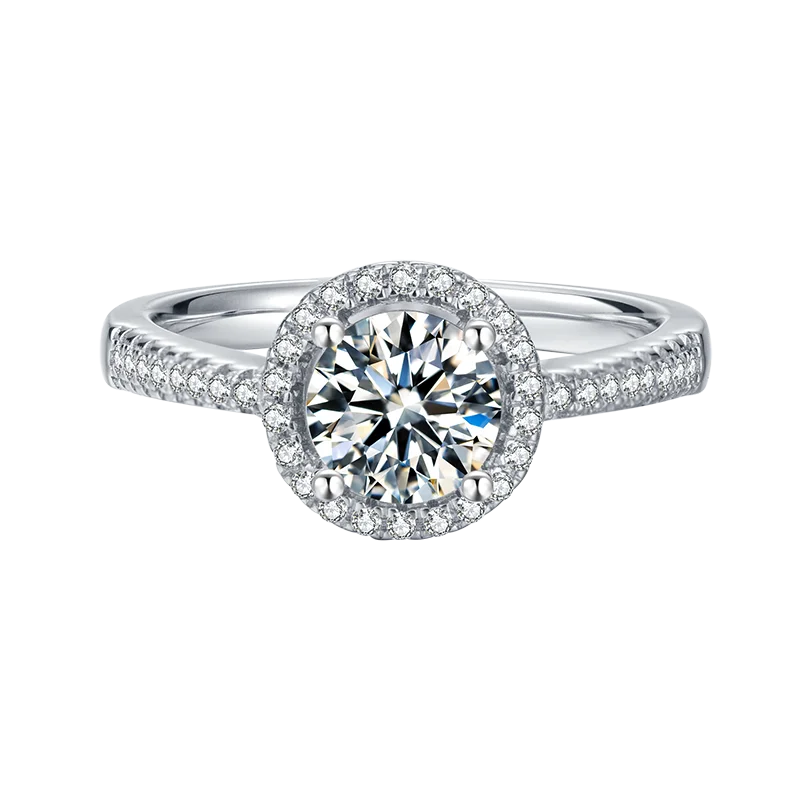 925 Sterling Silver Engagement Wedding Ring Luxury Round Cut 1CT Moissanite Promise Band for Women Jewelry
