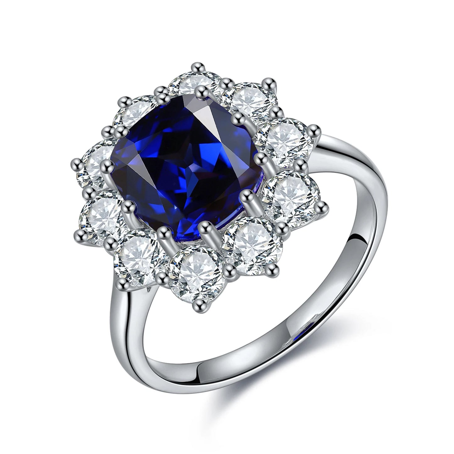 Fine Jewelry Diamond Band 925 Sterling Silver Lab Grown Sapphire Ring Round Cut Lab Sapphire Weeding Ring