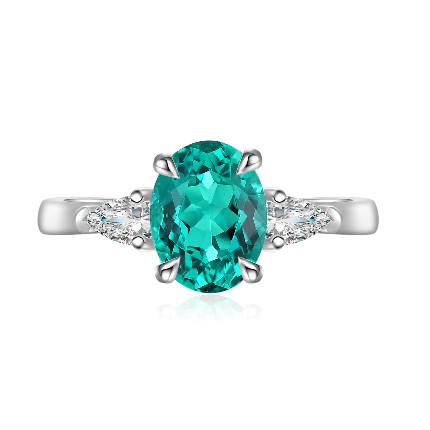 2025 Trending Lab Gemstone Ring 925 Sterling Sliver Lab Created Emerald Ring for Women