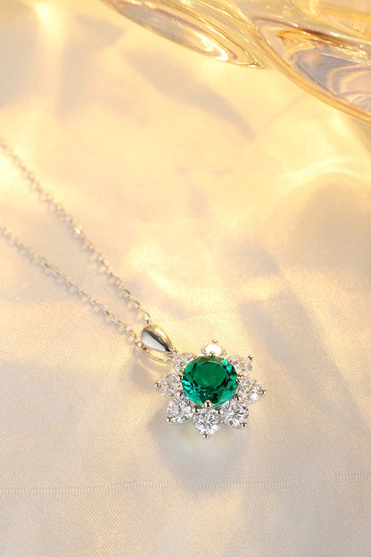Oval Lab Grown Emerald with halo Design Pendant Necklace Jewelry Gifts for Women Birthday Mother's Day Gift