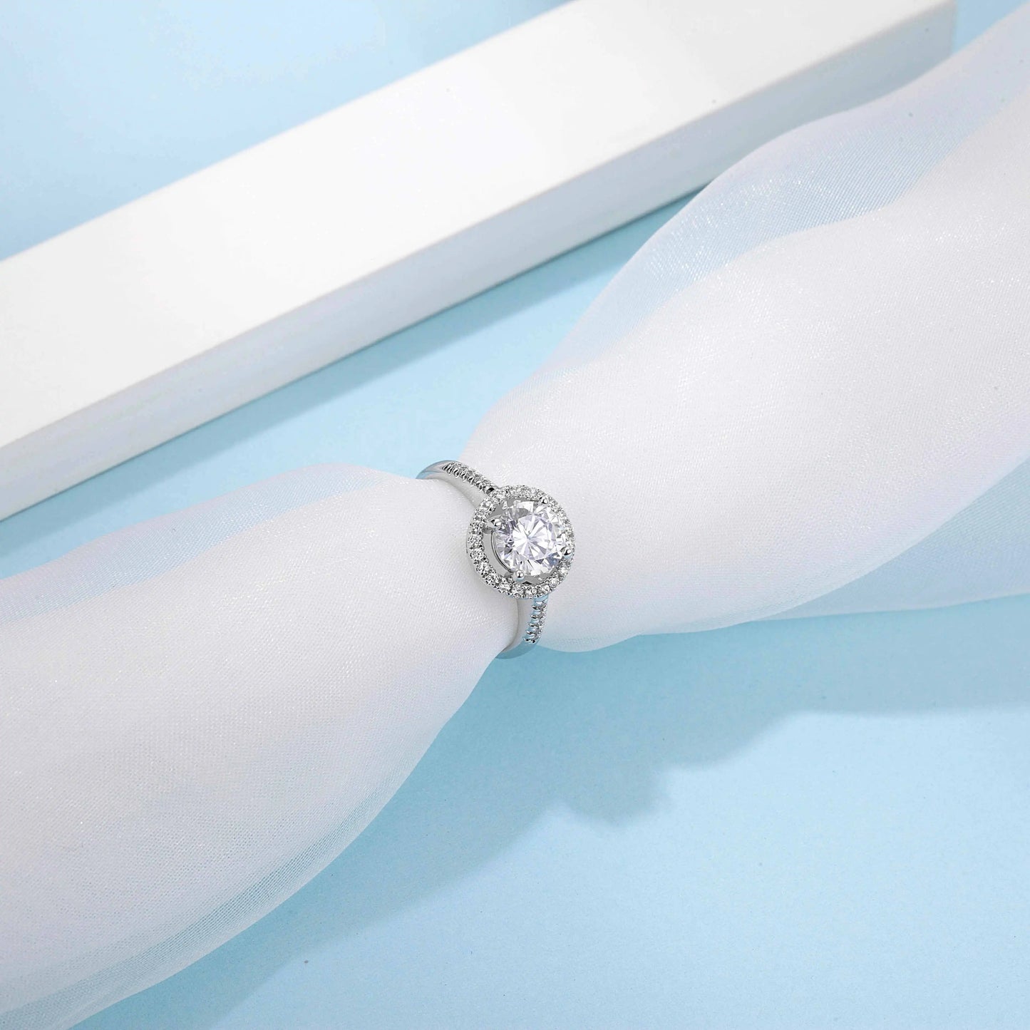 925 Sterling Silver Engagement Wedding Ring Luxury Round Cut 1CT Moissanite Promise Band for Women Jewelry