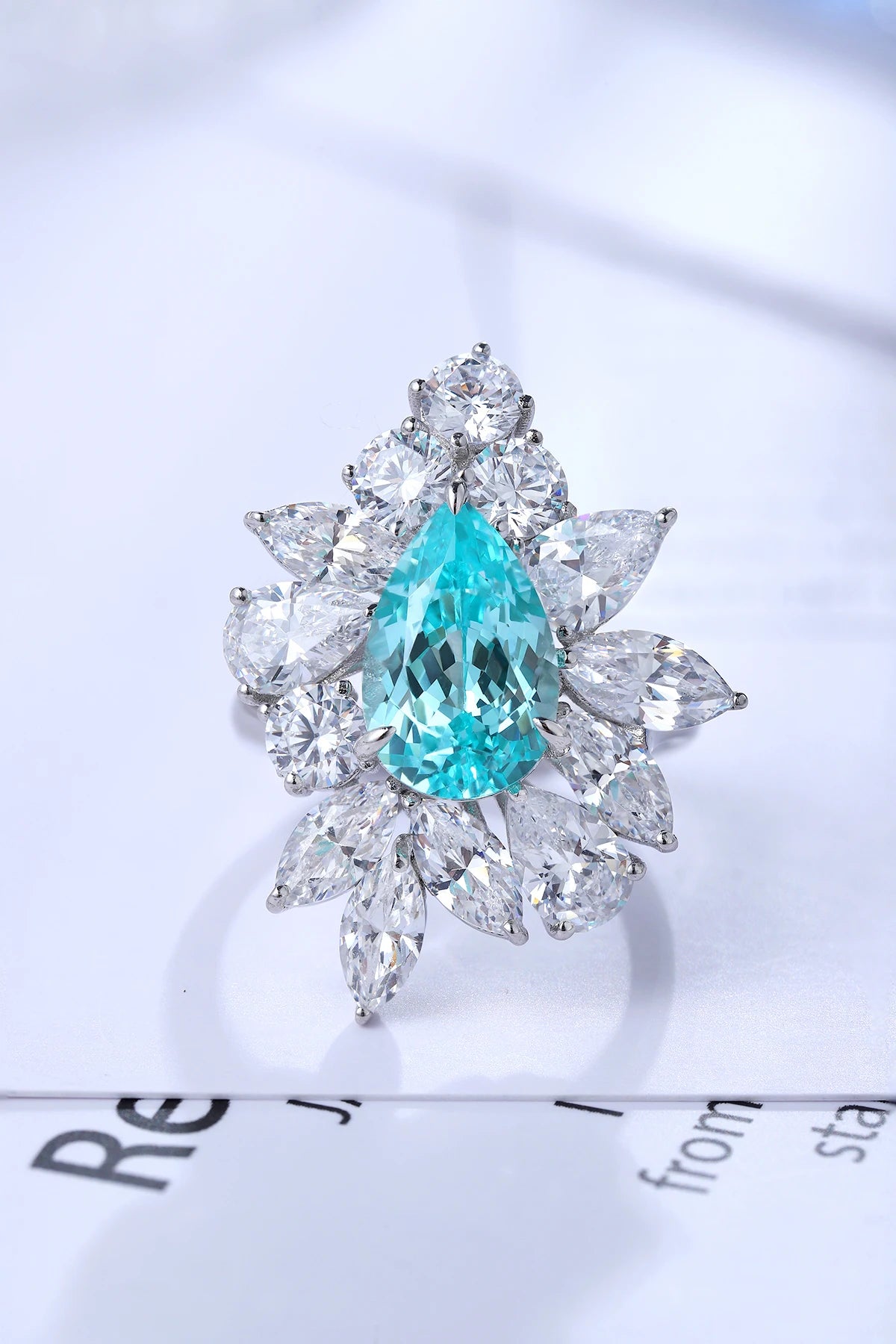 925 Silver 5CT  Lab Grown Paraba Ring Female High Quality Diamond Jewelry
