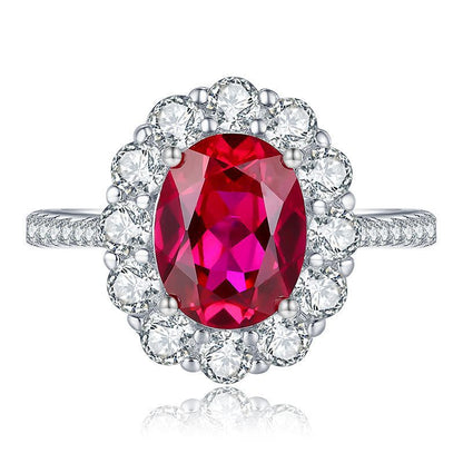 2.5 CT 5A Lab Ruby Ring For Women 925 Sterling Silver 18k Gold Plated Ring