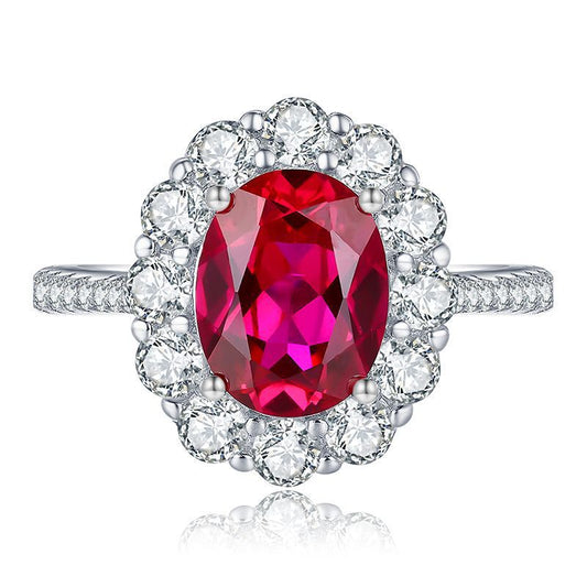2.5 CT 5A Lab Ruby Ring For Women 925 Sterling Silver 18k Gold Plated Ring