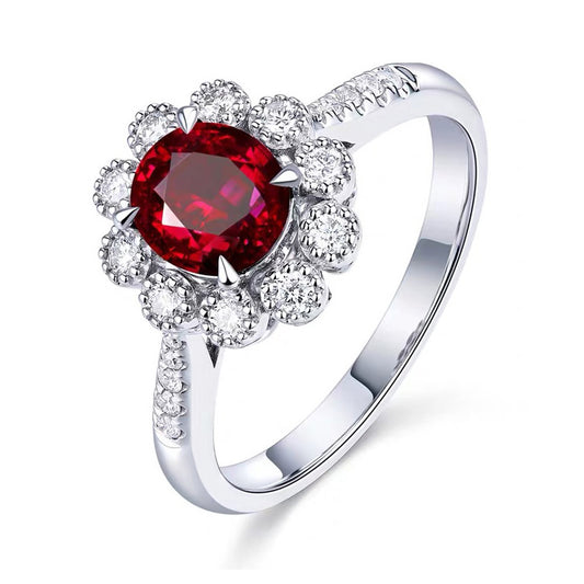 Luxury 2 CT 5A Lab Ruby Ring For Women 925 Sterling Silver 18k Gold Plated Wedding