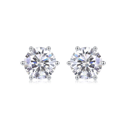 Dazzling Moissanite Earrings 925 Sterling Silver Trendy Cute Snowflake Stud Earrings for Women Fine Jewelry