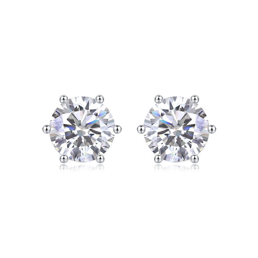 Dazzling Moissanite Earrings 925 Sterling Silver Trendy Cute Snowflake Stud Earrings for Women Fine Jewelry