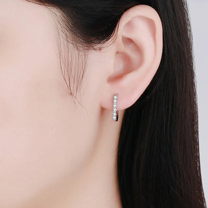 1.2ct Moissanite Hoop Earrings for Women 925 Sterling Silver Straight Row Ear Buckles Wedding Small Ear Studs Gift