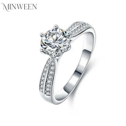 Luxury 925 Sterling Silver Round Cut 1CT Moissanite Diamond Ring Band With Certificate