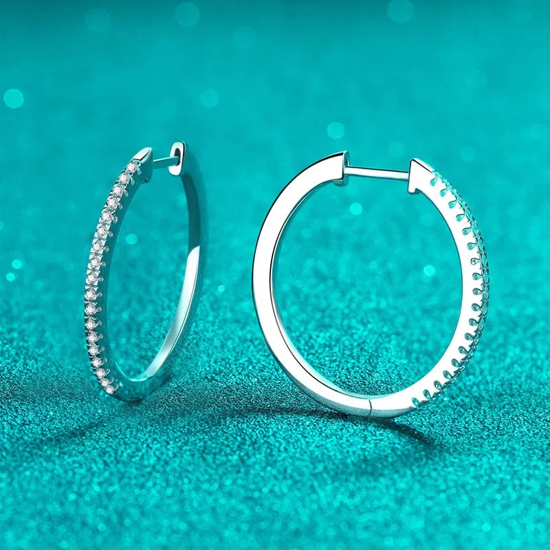 All Moissanite Hoop Earrings for Women  0.54ct Sterling Silver 925 Jewelry Sparkling Party Wedding Earing Birthday Gift