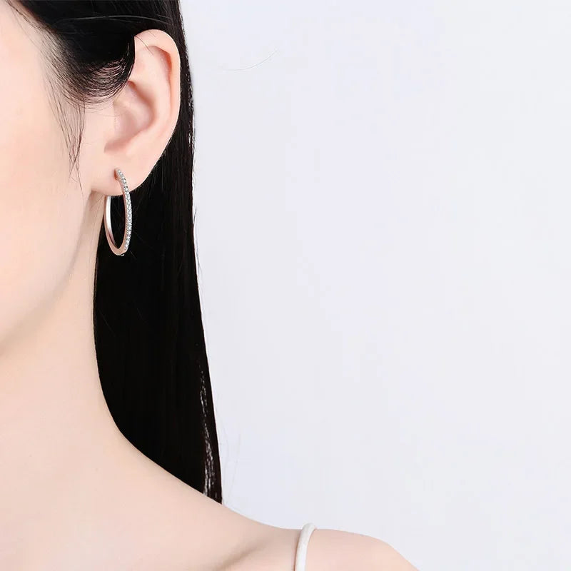 All Moissanite Hoop Earrings for Women  0.54ct Sterling Silver 925 Jewelry Sparkling Party Wedding Earing Birthday Gift