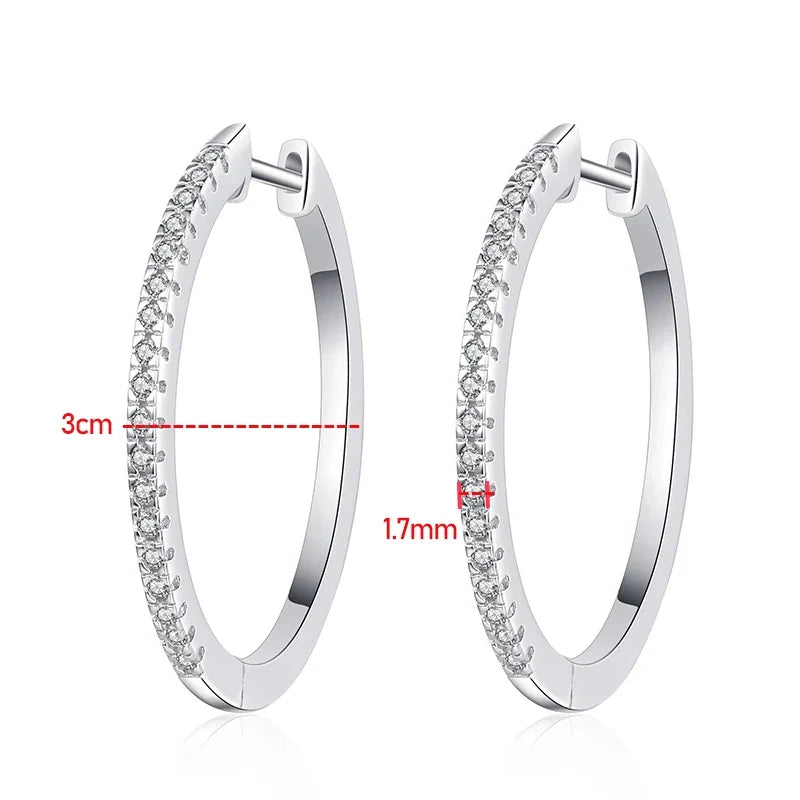 All Moissanite Hoop Earrings for Women  0.54ct Sterling Silver 925 Jewelry Sparkling Party Wedding Earing Birthday Gift