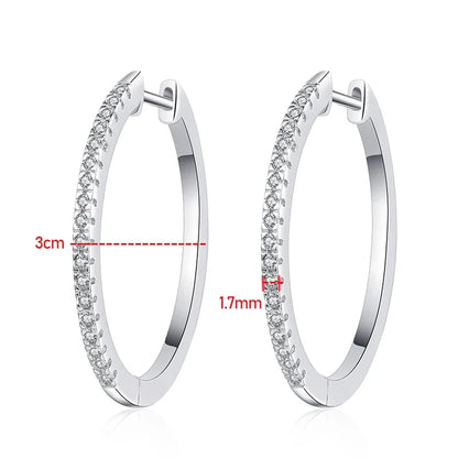 All Moissanite Hoop Earrings for Women  0.54ct Sterling Silver 925 Jewelry Sparkling Party Wedding Earing Birthday Gift