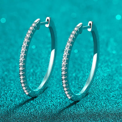 All Moissanite Hoop Earrings for Women  0.54ct Sterling Silver 925 Jewelry Sparkling Party Wedding Earing Birthday Gift